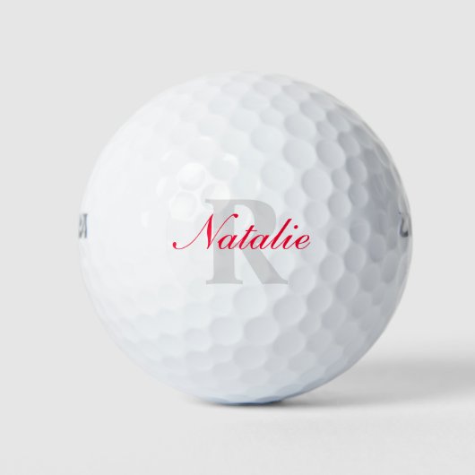 monogramme gris rouge golf nom & balles de golf in (Devant)