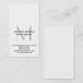 Monogramme gris vertical Carte de visite blanc noi (Devant / Derrière)