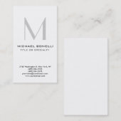 Monogramme gris vertical Carte de visite tendance (Devant / Derrière)