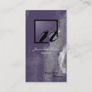 Monogramme grunge noir pourpre de carte de visite