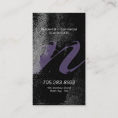 Monogramme grunge noir pourpre de carte de visite (Dos)