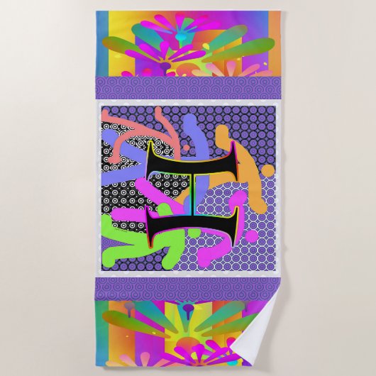 Monogramme H Amusants Figurines Serviette de plage (Devant)