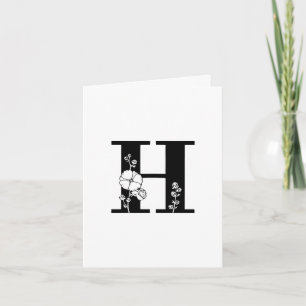 Monogramme H floral sur carte de note blanche