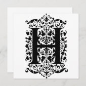 Monogramme H Modèle floral noir et blanc initial (Devant / Derrière)
