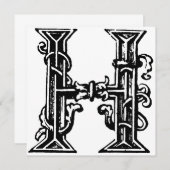 Monogramme H Modèle floral noir et blanc initial (Devant / Derrière)
