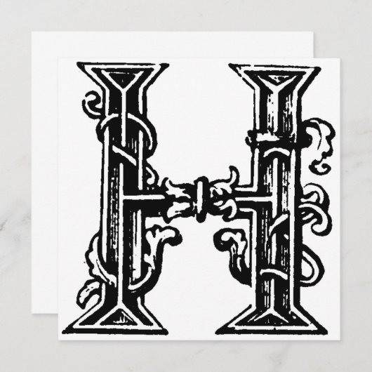 Monogramme H Modèle floral noir et blanc initial (Devant / Derrière)