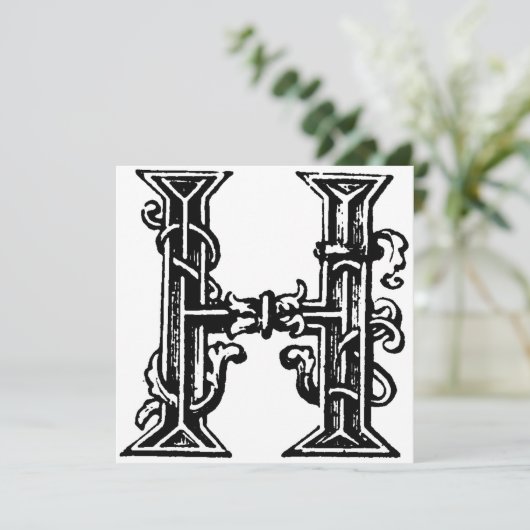 Monogramme H Modèle floral noir et blanc initial (Debout devant)