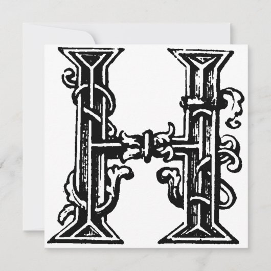 Monogramme H Modèle floral noir et blanc initial (Devant)