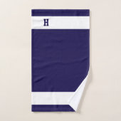 Monogramme H sur bleu marine et blanc (Serviette à main)