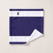 Monogramme H sur bleu marine et blanc (Gant de toilette)