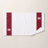 Monogramme H sur fond cramoisi et blanc (Serviette à main)