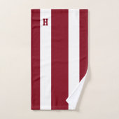 Monogramme H sur rayures carmin et blanc (Serviette à main)