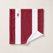 Monogramme H sur rayures carmin et blanc (Gant de toilette)
