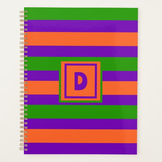 Monogramme Halloween violet orange et vert (Devant)