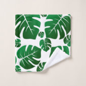 Monogramme Hawaii Monstera Plante Palm Feuilles (Gant de toilette)