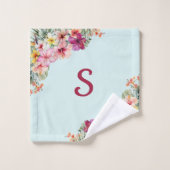 Monogramme Hibiscus rose Fleurs tropicales florale (Gant de toilette)