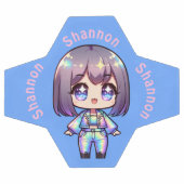 Monogramme holographique de Cute Chibi en bleu | (Plat)