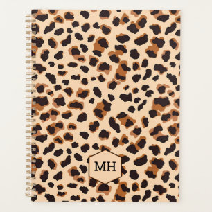Monogramme Imprimé Léopard Marron Noir Hebdomadair