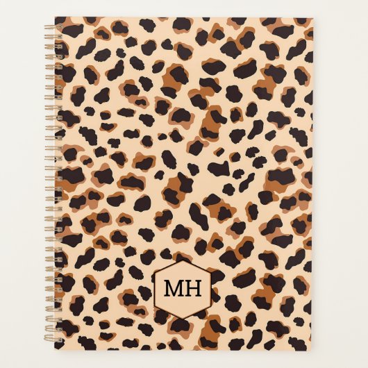 Monogramme Imprimé Léopard Marron Noir Hebdomadair (Devant)