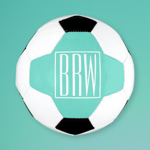 Monogramme Initial 3 Moderne Gras Blanc Sur Aqua