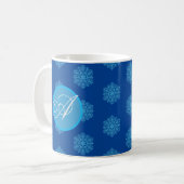 Monogramme initial "A" Bleu Snowflakes Mug Café (Devant gauche)