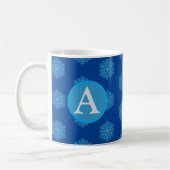 Monogramme initial "A" Bleu Snowflakes Mug Café (Gauche)