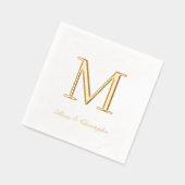 Monogramme initial avec des noms Mariage or Napkin (Gauche)