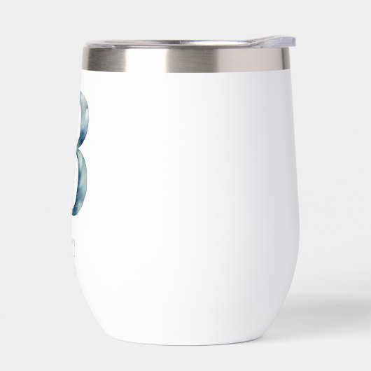 Monogramme Initial B Bleu Floral Aquarelle Cadeau (Gauche)