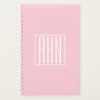 Monogramme initial | Blanc sur rose clair