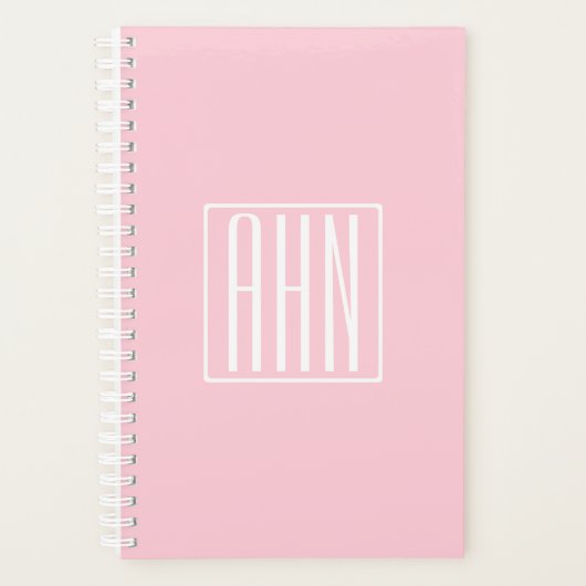 Monogramme initial | Blanc sur rose clair (Devant)