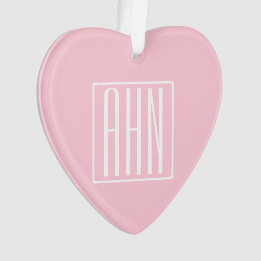 Monogramme initial | Blanc sur rose clair (devant)