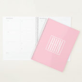 Monogramme initial | Blanc sur rose clair (Devant avec enveloppe)