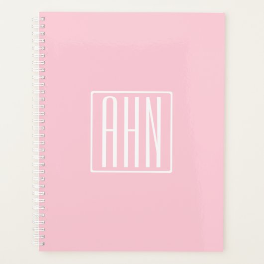 Monogramme initial | Blanc sur rose clair (Devant)