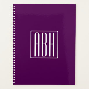 Monogramme initial Blanc Sur Violet Profond