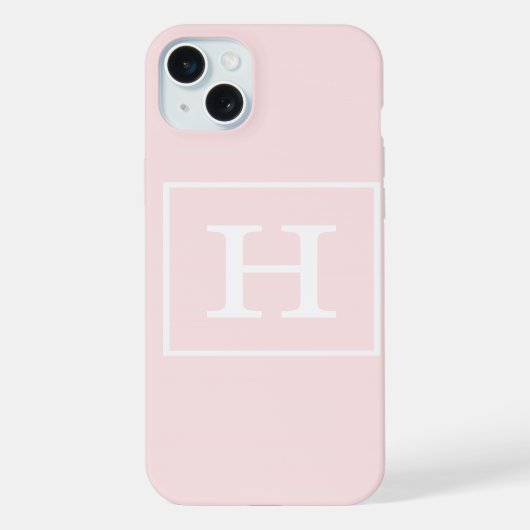 Monogramme Initial Cadre Rose Clair Blanc (Verso)