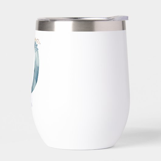 Monogramme Initial D Blue Floral Aquarelle Cadeau (Gauche)