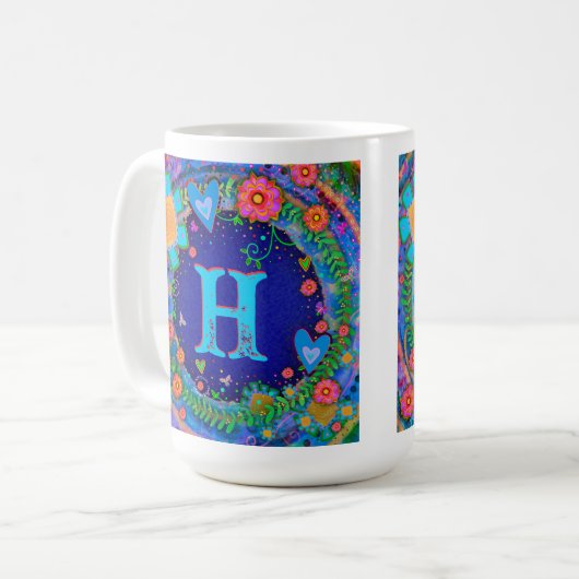 Monogramme initial de la libellule Inspirivity Mug (Devant gauche)
