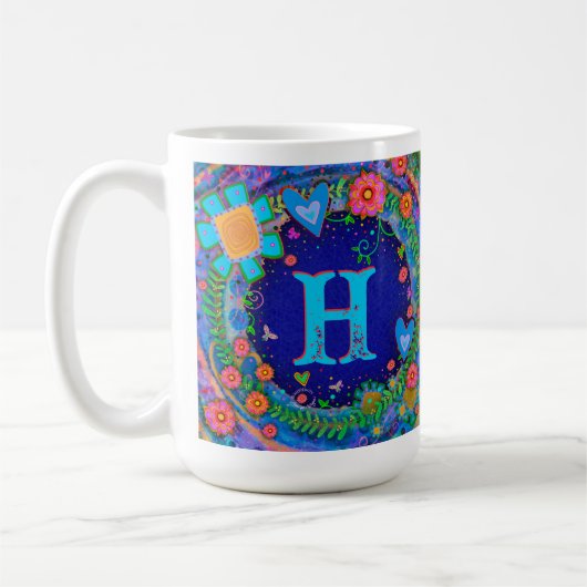 Monogramme initial de la libellule Inspirivity Mug (Gauche)