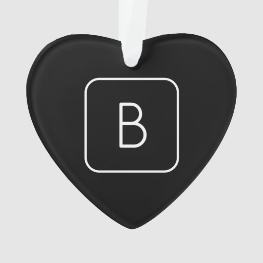 Monogramme Initial De Style Moderne | Blanc & Noir (dos)
