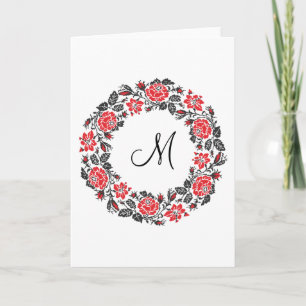 Monogramme initial des roses rouges à point croisé