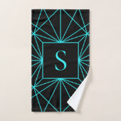 Monogramme initial | Design géométrique turquoise (Serviette à main)