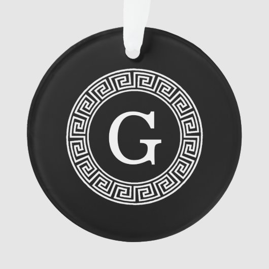 Monogramme initial du cadre de ligne de clé grecqu (devant)