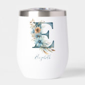 Monogramme initial E Blue Floral Aquarelle Cadeau (Avant)