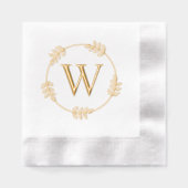 Monogramme Initial Élégant avec Feuilles sur Cadre (Recto)