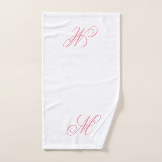 Monogramme Initial Élégant Rose (Serviette à main)