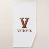 Monogramme Initial en Cuir Outilé de l'Ouest V (Serviette de bain)