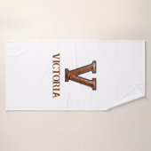 Monogramme Initial en Cuir Outilé de l'Ouest V (Serviette de bain)