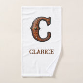 Monogramme Initial en Cuir Outilé Occidental C (Serviette à main)