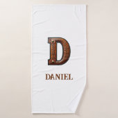 Monogramme Initial en Cuir Outilé Occidental D (Serviette de bain)