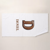 Monogramme Initial en Cuir Outilé Occidental D (Serviette de bain)